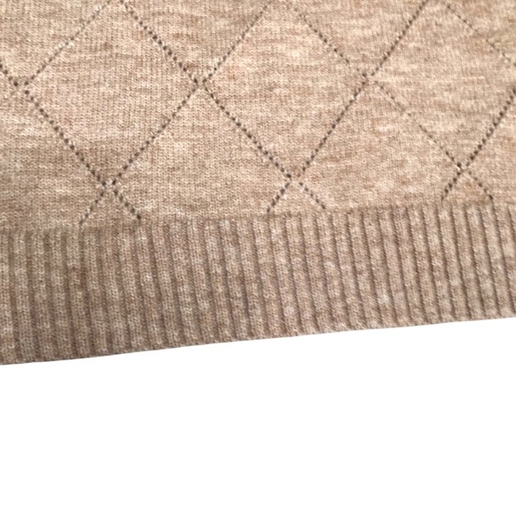 Lace Trim V-Neck Knit Sweater | Neutral Taupe & Black - Picture 9 of 16